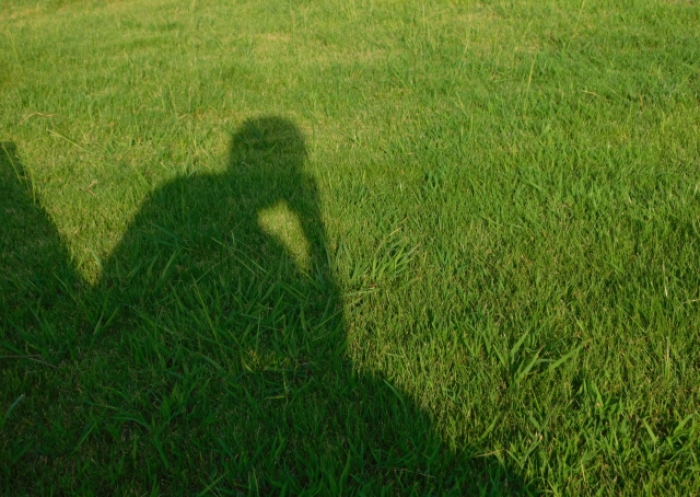 草原にうつる人の影